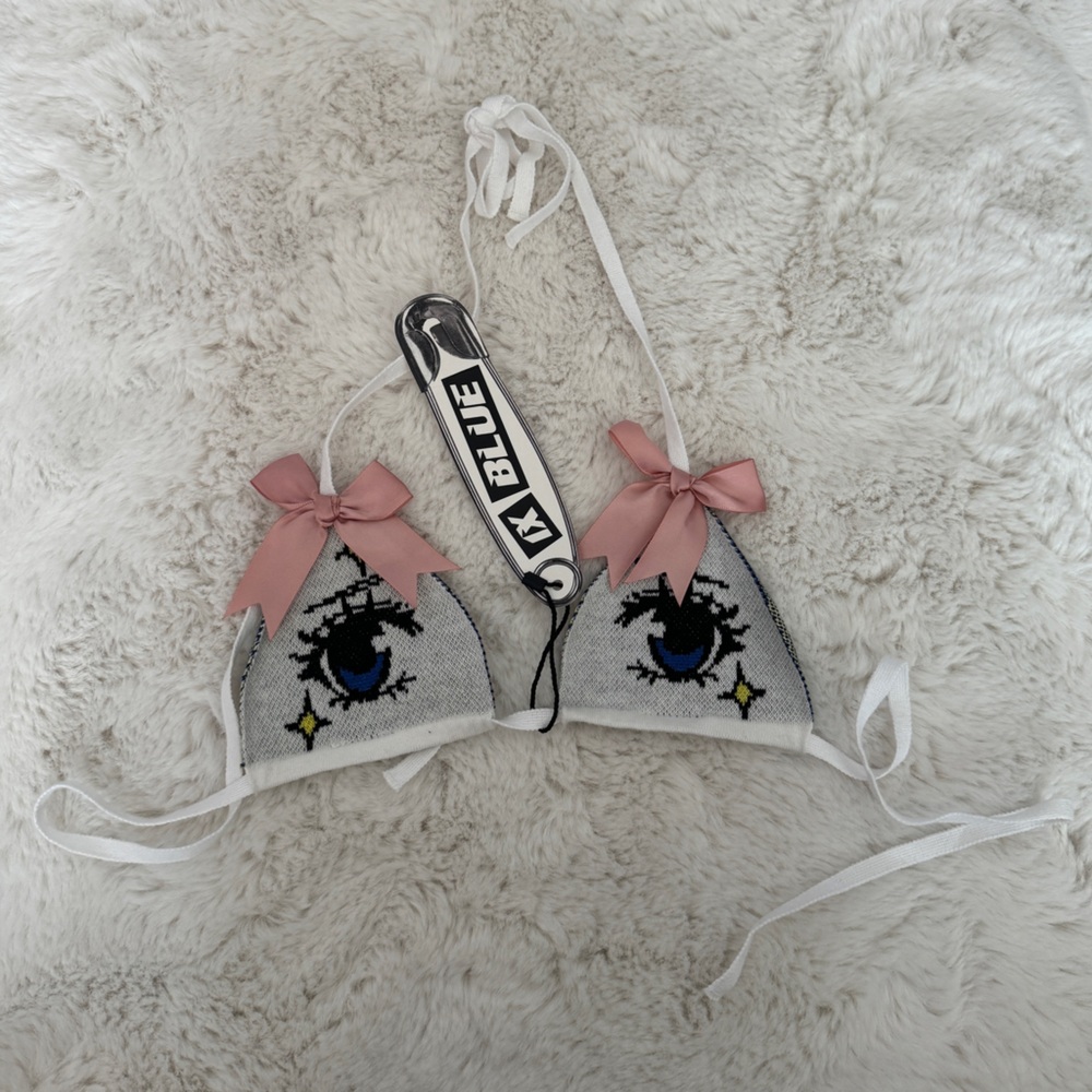 NWT 1xblue anime eyes bikin top